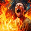 man screaming inside flames Diamond Paintings