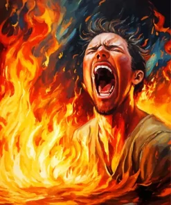 man screaming inside flames Diamond Paintings