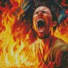 man screaming inside flames Diamond Paintings