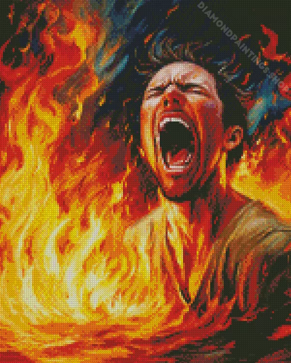 man screaming inside flames Diamond With Numbers man screaming inside flames Diamond Paintings