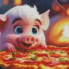 pig eating pizza Diamond Paintings