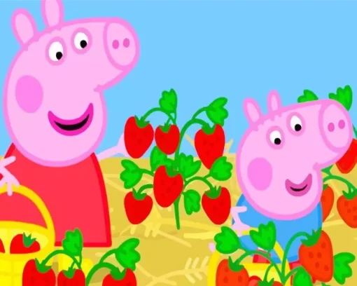 pig with strawberry Diamond Paintings