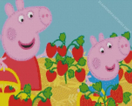 pig with strawberry Diamond Paintings