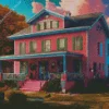 pink and blue house Diamond With Numbers