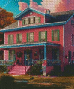 pink and blue house Diamond With Numbers