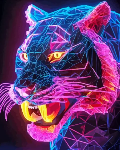 purple tiger neon Diamond Paintings