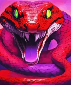 red pit viper with green eyes Diamond With Numbers