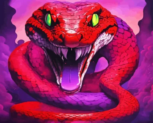 red pit viper with green eyes Diamond With Numbers