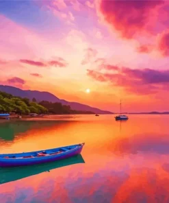 sunset boat Diamond With Numbers