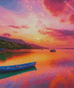 sunset boat Diamond With Numbers