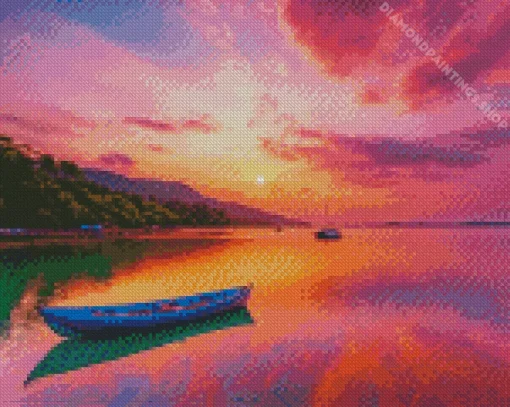 sunset boat Diamond With Numbers