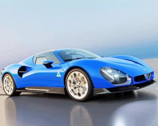 super blue car Diamond With Numbers