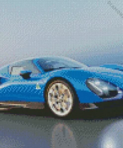 super blue car Diamond With Numbers