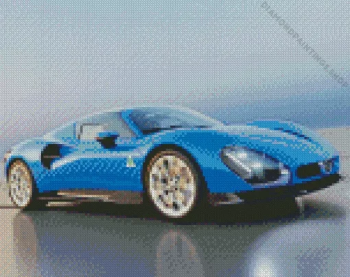 super blue car Diamond With Numbers