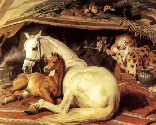 the arab tent by Edwin Landseer Diamond With Numbers