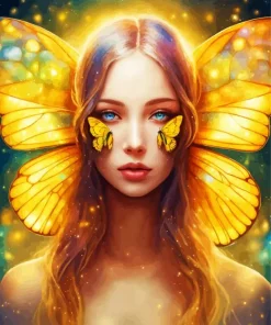 yellow face art butterfly Diamond Paintings