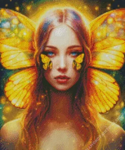 yellow face art butterfly Diamond Paintings