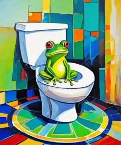 Frog Sitting on the Toilet Diamond Paintings