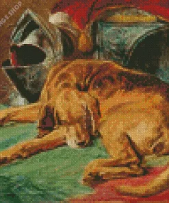 Sleepy bloodhound dog Diamond Paints