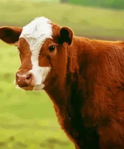 baby brown and white cow Diamond With Numbers