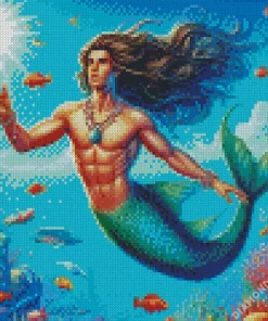 blonde merman Diamond With Numbers