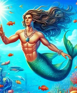 blonde merman Diamond With Numbers