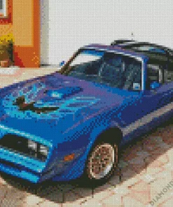 blue 1979 firebird car Diamond With Numbers