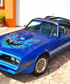blue 1979 firebird car Diamond With Numbers