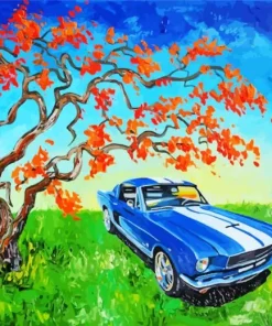 Blue 60s Mustang Car Diamond Painting