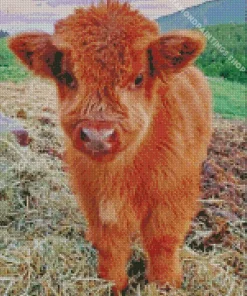 brown fluffy cow Diamond With Numbers