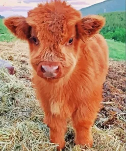 brown fluffy cow Diamond With Numbers