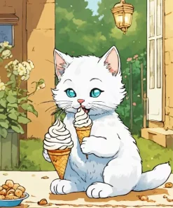 cat eating ice cream Diamond Paints