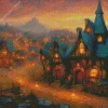 cool fantasy cabin art Diamond With Numbers