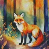 cute fall fox animal Diamond With Numbers