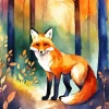 cute fall fox animal Diamond With Numbers