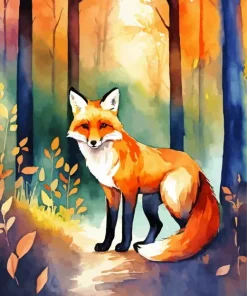 cute fall fox animal Diamond With Numbers
