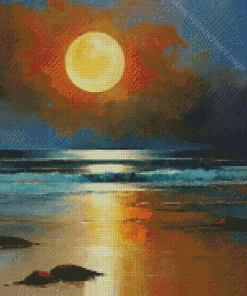full moon beach art Diamond Paintings