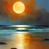 full moon beach art Diamond Paintings