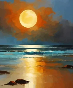 full moon beach art Diamond Paintings