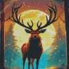 full moon deer art Diamond Paintings