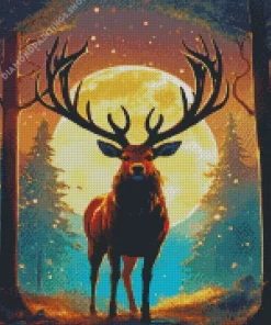 full moon deer art Diamond Paintings