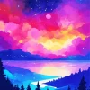 galaxy landscape art Diamond Paintings