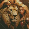 girl hugging lion Diamond Paints