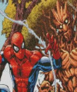 groot and spider man heroes Diamond Paintings