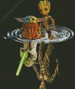 groot and yoda reflection Diamond Dotz