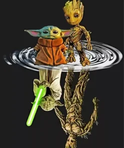 groot and yoda reflection Diamond Dotz