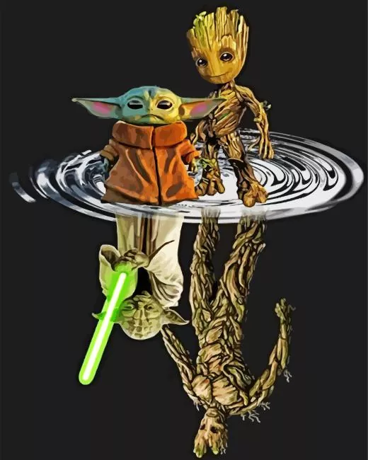 groot and yoda reflection Diamond Paintings groot and yoda reflection Diamond Dotz