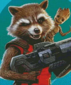 groot rocket racoon fortnite Diamond Paintings