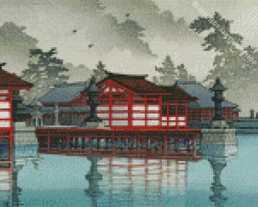 miyajima in de mist Diamond Paintings