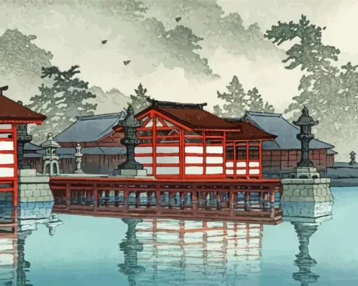miyajima in de mist Diamond Paintings
